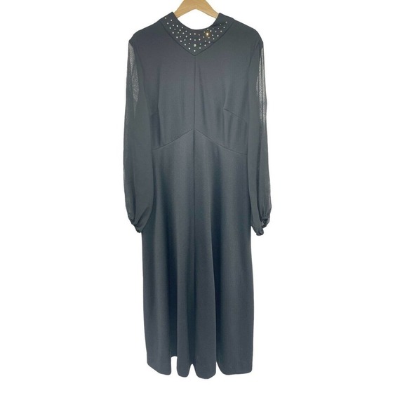 Lady Alden Shop Vintage Black Bling Maxi Long Goth Wednesday Adams Dress Size 20 - Picture 1 of 10